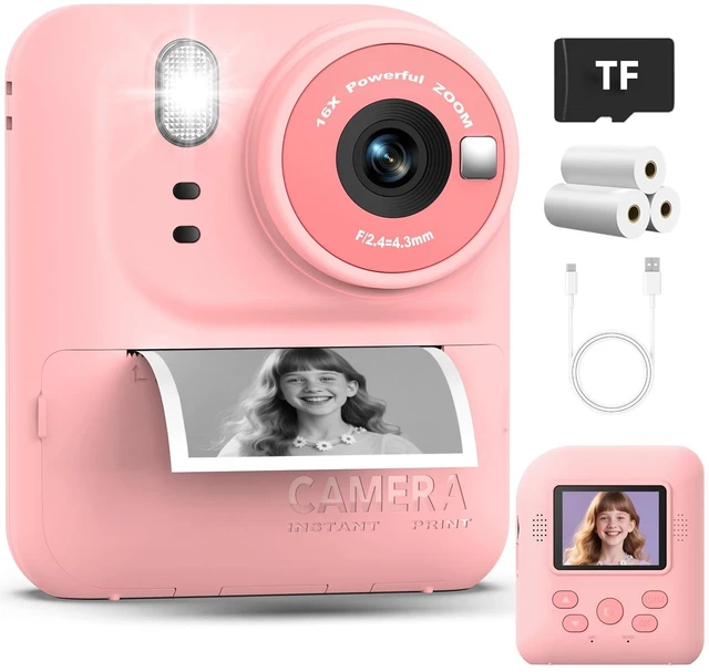 Main image of Kids Instant Print Camera Toys,1080P HD Toddler Digital Video Camera,Christmas Birthday Gifts for Girls Boys Age 3-12 Year Old - TF Card Included (Pink)