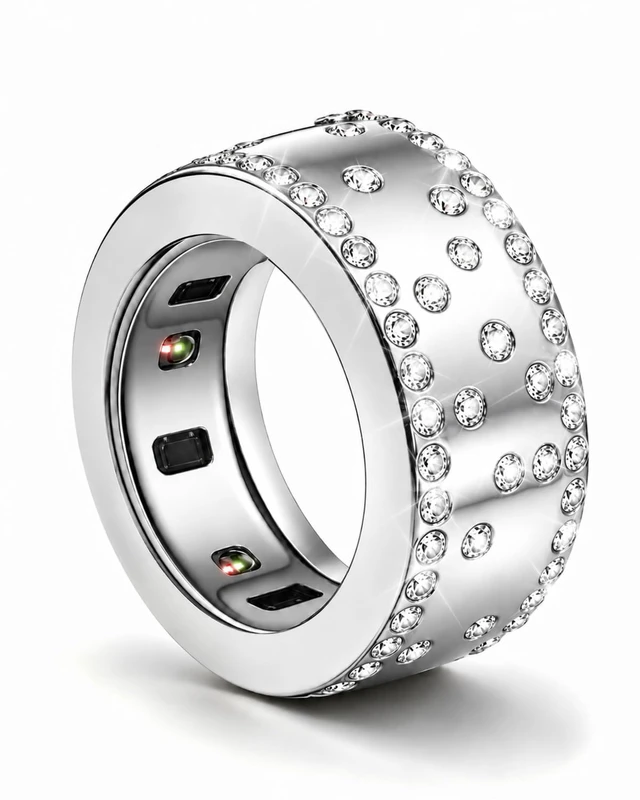 Alt view image 3 of 7 - 14K Gold Plated Smart Ring Jacket Compatible with Oura Ring Gen 4/Gen 3 Decorative Oura Ring Cover for Women, Cubic Zirconia Simulated Diamond Stacking Ring, Fancy Smart Ring Accessories