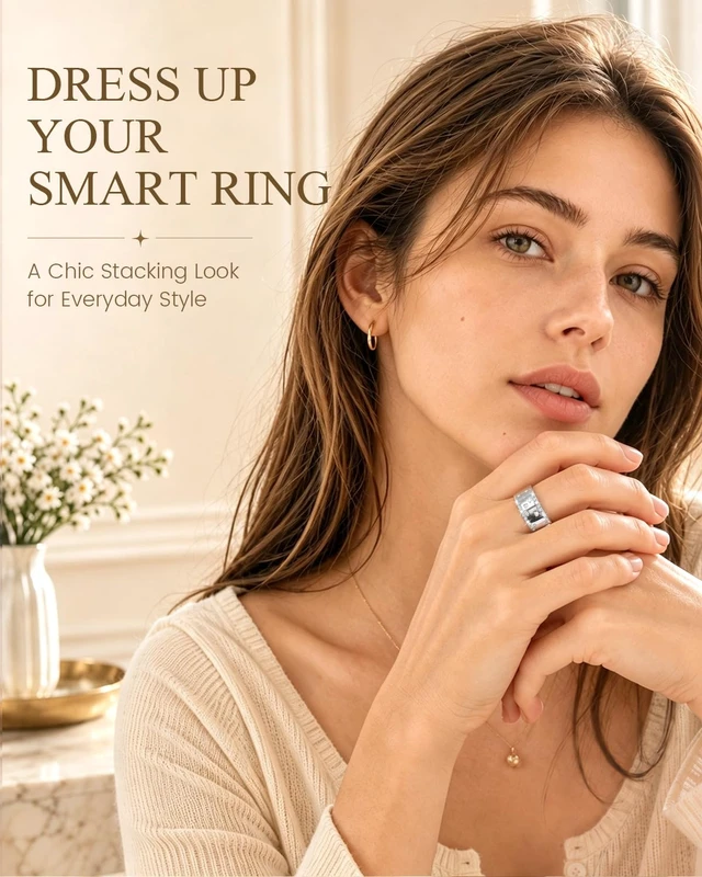 Alt view image 6 of 7 - 14K Gold Plated Smart Ring Jacket Compatible with Oura Ring Gen 4/Gen 3 Decorative Oura Ring Cover for Women, Cubic Zirconia Simulated Diamond Stacking Ring, Fancy Smart Ring Accessories