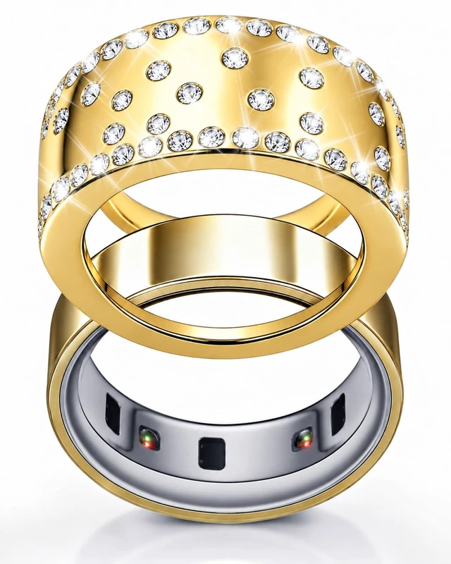 Main image of 14K Gold Plated Smart Ring Jacket Compatible with Oura Ring Gen 4/Gen 3 Decorative Oura Ring Cover for Women, Cubic Zirconia Simulated Diamond Stacking Ring, Fancy Smart Ring Accessories