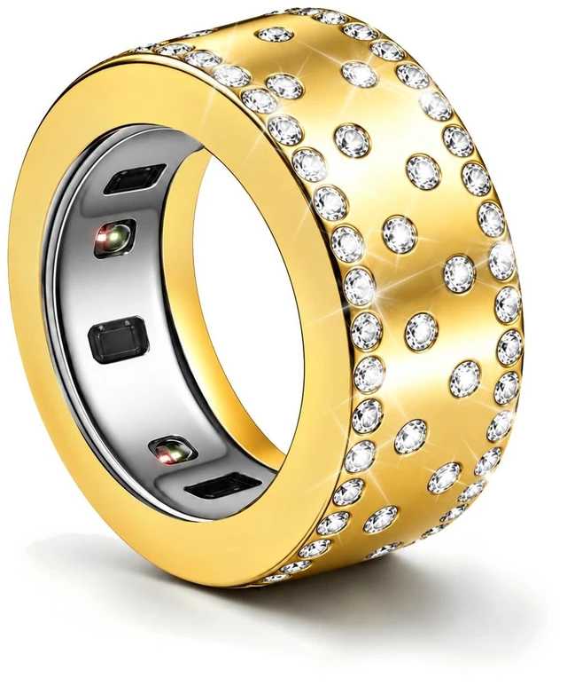 Alt view image 3 of 7 - 14K Gold Plated Smart Ring Jacket Compatible with Oura Ring Gen 4/Gen 3 Decorative Oura Ring Cover for Women, Cubic Zirconia Simulated Diamond Stacking Ring, Fancy Smart Ring Accessories