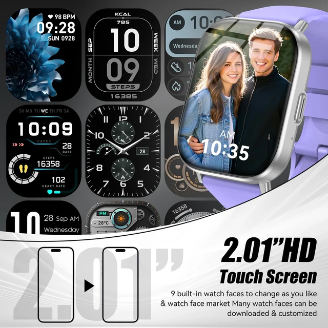 Alt view image 5 of 7 - Smart Watch for Men Women, 2.01" HD Fitness Tracker with Heart Rate and Sleep Monitor, Bluetooth Calls & Notifications, 120+ Sport Modes, IP67 Waterproof, Compatible with Android & iOS, Purple