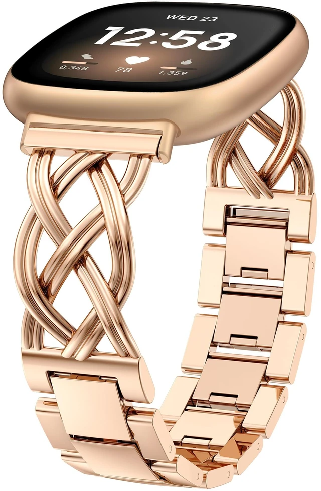 Main image of Metal Band Compatible with Fitbit Versa 4/Versa 3/Sense 2/Sense Bands Women, Celtic Stainless Steel Strap Dressy Bracelet Designer Pretty Wristband