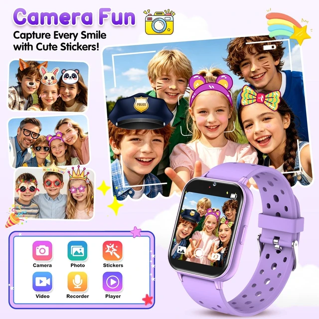 Alt view image 5 of 7 - Smart Watch for Kids, 1.83" Fitness Tracker with Heart Rate, Sleep Tracking, IP68 Waterproof, AI Voice, Calling, Camera, Games, Dual Bands, Gift for Girls and Boys Ages 5-16