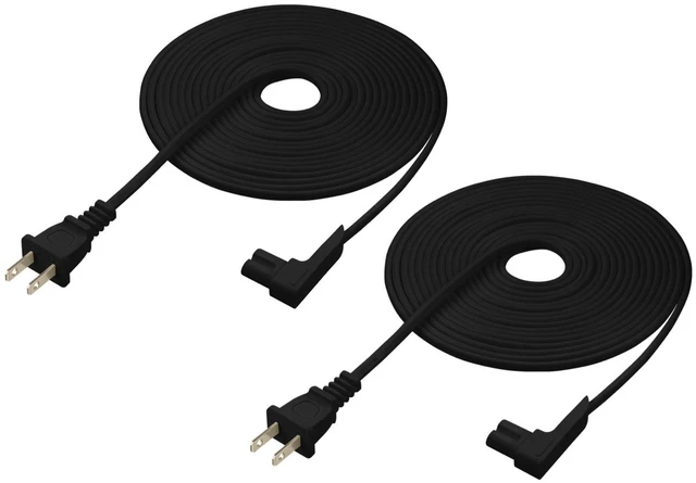 Main image of 16-Foot 2-Pack Power Cord Compatible with Sonos One, Sonos One SL, Sonos Play-1 Speakers - Power Plug Cable (Extra Long, Black)