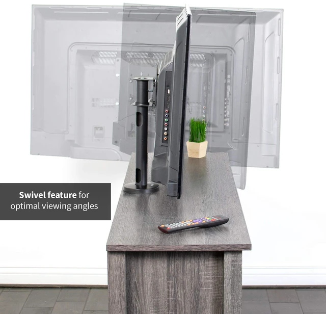 Alt view image 4 of 7 - Black Swivel Bolt-Down TV Stand for 23-43 in Screens, STAND-TV00M2 Desktop VESA Mount, Sturdy Tabletop TV Display, Max VESA 200x200mm, Holds 110 lbs