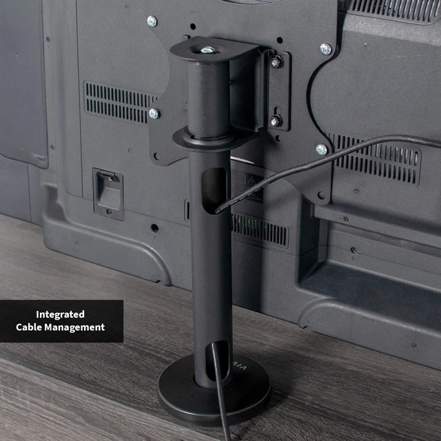 Alt view image 6 of 7 - Black Swivel Bolt-Down TV Stand for 23-43 in Screens, STAND-TV00M2 Desktop VESA Mount, Sturdy Tabletop TV Display, Max VESA 200x200mm, Holds 110 lbs