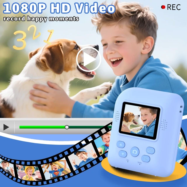 Alt view image 3 of 7 - Kids Instant Print Camera Toys,1080P HD Toddler Digital Video Camera,Christmas Birthday Gifts for Girls Boys Age 3-12 Year Old - TF Card Included (Blue)