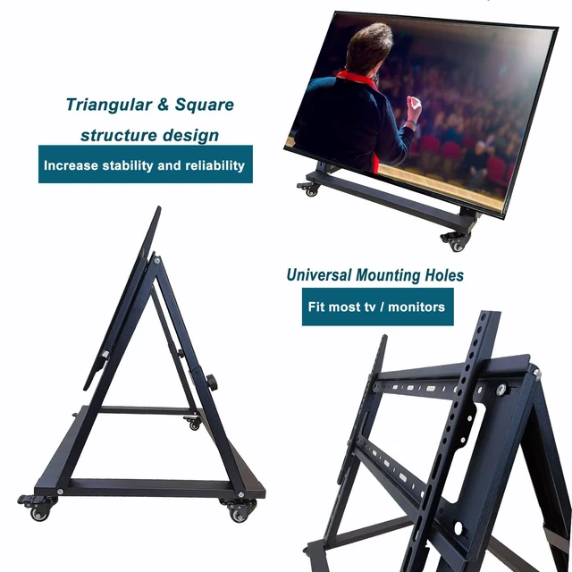 Alt view image 5 of 7 - Low Height Mobile TV Stand, Confidence Monitor Stand, Rolling TV Mount with Wheel for 32-70 inch Flat Curved Screen TV, LED LCD, 30° Adjustable Viewing Angle (Pro-Version)