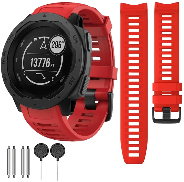 Main image of Waterproof Bands Compatible with Garmin Instinct/Instinct 2 Watch Bands 22mm Soft Silicone Replacement Wristbands for Garmin Instinct Esports/Solar/Tactical, (Red)
