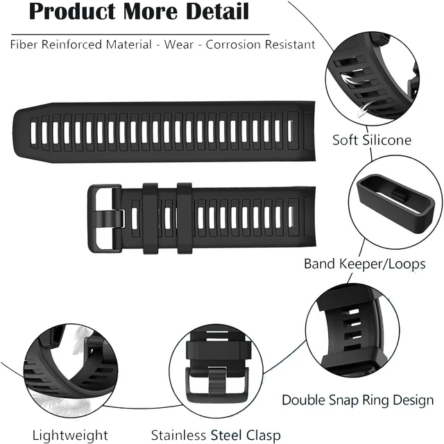 Alt view image 4 of 6 - Waterproof Bands Compatible with Garmin Instinct/Instinct 2 Watch Bands 22mm Soft Silicone Replacement Wristbands for Garmin Instinct Esports/Solar/Tactical, (Red)