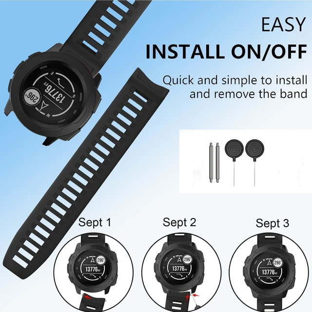 Alt view image 5 of 6 - Waterproof Bands Compatible with Garmin Instinct/Instinct 2 Watch Bands 22mm Soft Silicone Replacement Wristbands for Garmin Instinct Esports/Solar/Tactical, (Red)