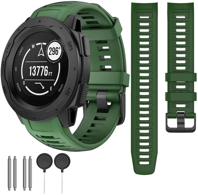 Main image of Waterproof Bands Compatible with Garmin Instinct/Instinct 2 Watch Bands 22mm Soft Silicone Replacement Wristbands for Garmin Instinct Esports/Solar/Tactical, Green