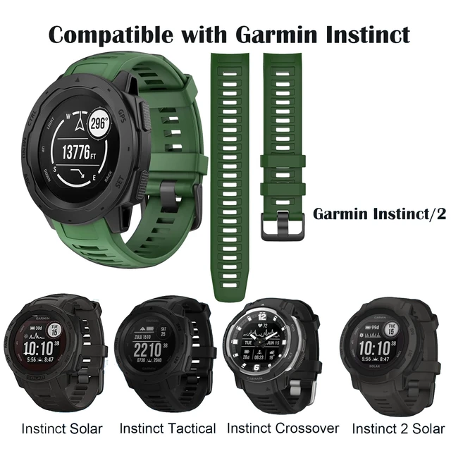 Alt view image 2 of 6 - Waterproof Bands Compatible with Garmin Instinct/Instinct 2 Watch Bands 22mm Soft Silicone Replacement Wristbands for Garmin Instinct Esports/Solar/Tactical, Green