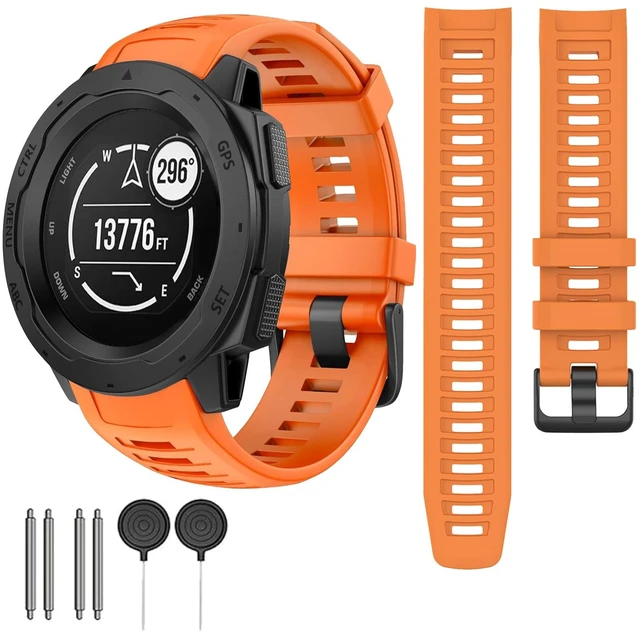 Main image of Waterproof Bands Compatible with Garmin Instinct/Instinct 2 Watch Bands 22mm Soft Silicone Replacement Wristbands for Garmin Instinct Esports/Solar/Tactical, Orange