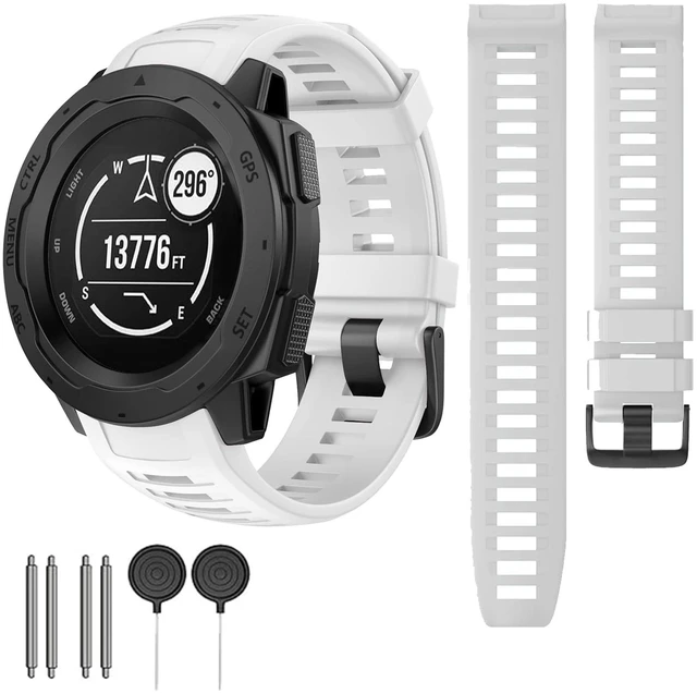 Main image of Waterproof Bands Compatible with Garmin Instinct/Instinct 2 Watch Bands 22mm Soft Silicone Replacement Wristbands for Garmin Instinct Esports/Solar/Tactical, White