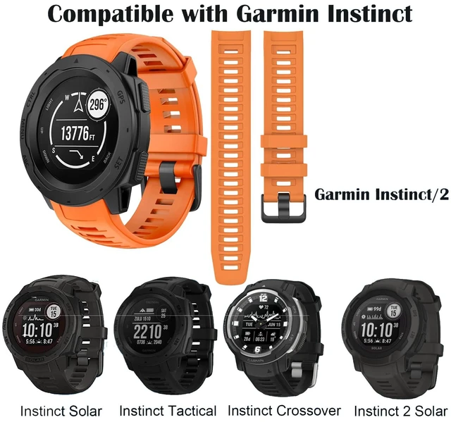 Alt view image 2 of 6 - Waterproof Bands Compatible with Garmin Instinct/Instinct 2 Watch Bands 22mm Soft Silicone Replacement Wristbands for Garmin Instinct Esports/Solar/Tactical, Orange