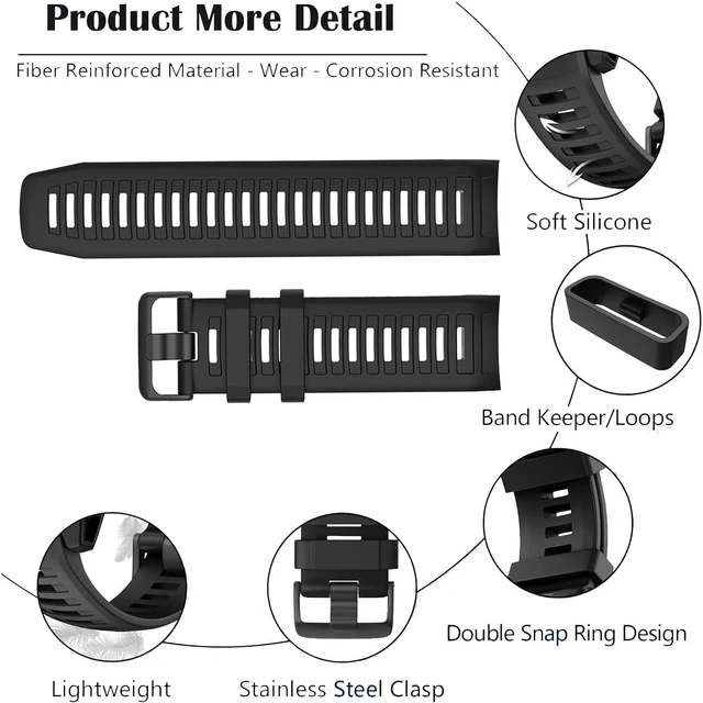 Alt view image 4 of 6 - Waterproof Bands Compatible with Garmin Instinct/Instinct 2 Watch Bands 22mm Soft Silicone Replacement Wristbands for Garmin Instinct Esports/Solar/Tactical, Green