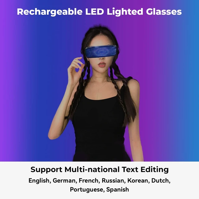 Alt view image 7 of 7 - LED Glasses,Glow Light up Glasses for Adults light up sunglasses for Party, Birthday, Halloween (432 LED beads)