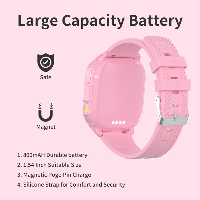 Alt view image 7 of 7 - 4G Kids Smart Watches Girls with GPS Tracker & Phone Call for Age 5-12, Kids Tracking Watch with SOS Calling, HD Video Call Voice Chat Camera Alarm Clock Flashlight Pedometer Calculator Birthday Gifts
