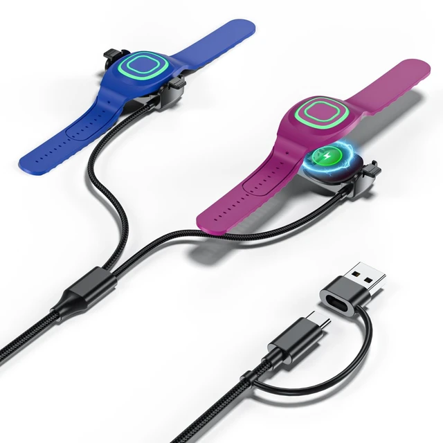 Main image of 2 in 1 Charger for Disney MagicBand+, Nylon USB-C and USB-A Charging Cable Charging Cable Replacement for Magic Band Plus Watch, for Disney-Essentials Travel Accessories