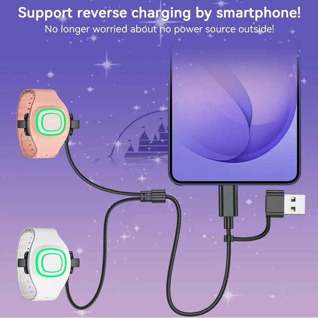 Alt view image 2 of 7 - 2 in 1 Charger for Disney MagicBand+, Nylon USB-C and USB-A Charging Cable Charging Cable Replacement for Magic Band Plus Watch, for Disney-Essentials Travel Accessories