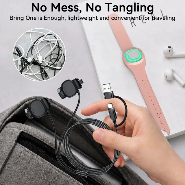 Alt view image 6 of 7 - 2 in 1 Charger for Disney MagicBand+, Nylon USB-C and USB-A Charging Cable Charging Cable Replacement for Magic Band Plus Watch, for Disney-Essentials Travel Accessories