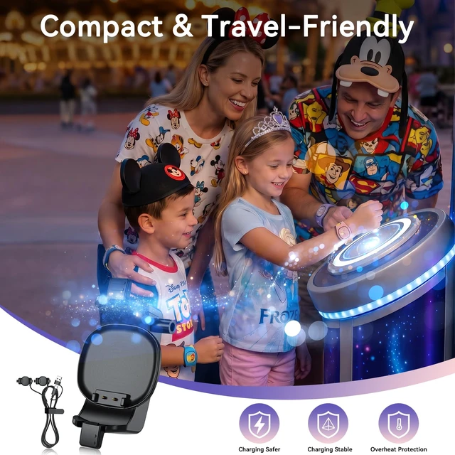 Alt view image 7 of 7 - 2 in 1 Charger for Disney MagicBand+, Nylon USB-C and USB-A Charging Cable Charging Cable Replacement for Magic Band Plus Watch, for Disney-Essentials Travel Accessories