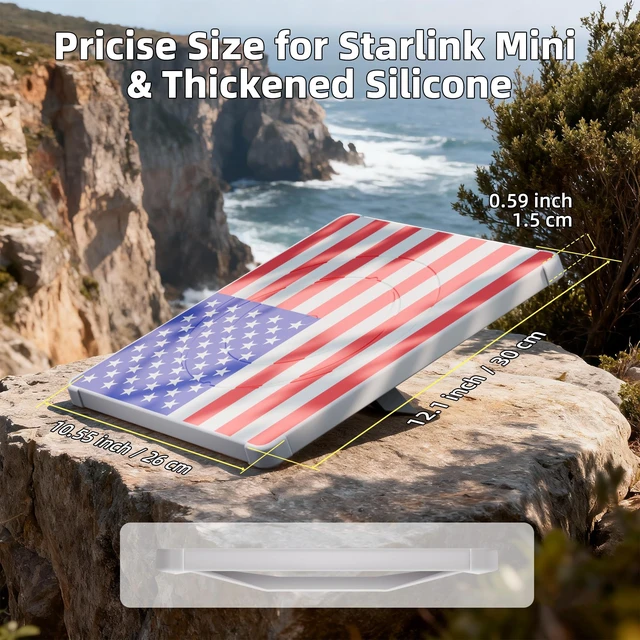 Alt view image 5 of 6 - Starlink Mini Cover, Starlink Mini Protective Cover from Scratching Flag Starlink Mini Accessories Liquid Silicone Sleeve for Camping Outdoor Protector Hailstone