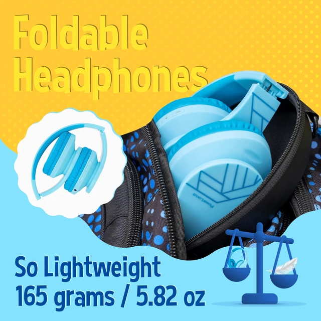 Alt view image 3 of 6 - Kids Headphones Over-Ear, Bluetooth Wireless Headphones for Kids,with Microphone, Safe 85DB Volume Limited, Foldable with Carry Case, Audio Cable, Micro SD mode for Online Classes,PC,Phones