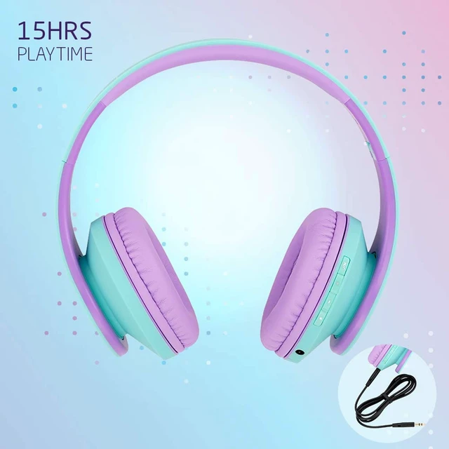 Alt view image 6 of 7 - Kids Headphones Over-Ear, Bluetooth Wireless Headphones for Kids,with Microphone, Safe 85DB Volume Limited, Foldable with Carry Case, Audio Cable, Micro SD mode for Online Classes,PC,Phones