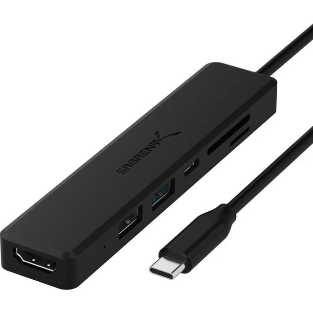 Alt view image 4 of 7 - USB-C Hub, 4K HDMI, 60W PD, USB 3.0/2.0, SD Reader (HB-TC6C) 4K HDMI; 60W power delivery; USB 3.0 + USB 2.0; SD/microSD card reader; multiport