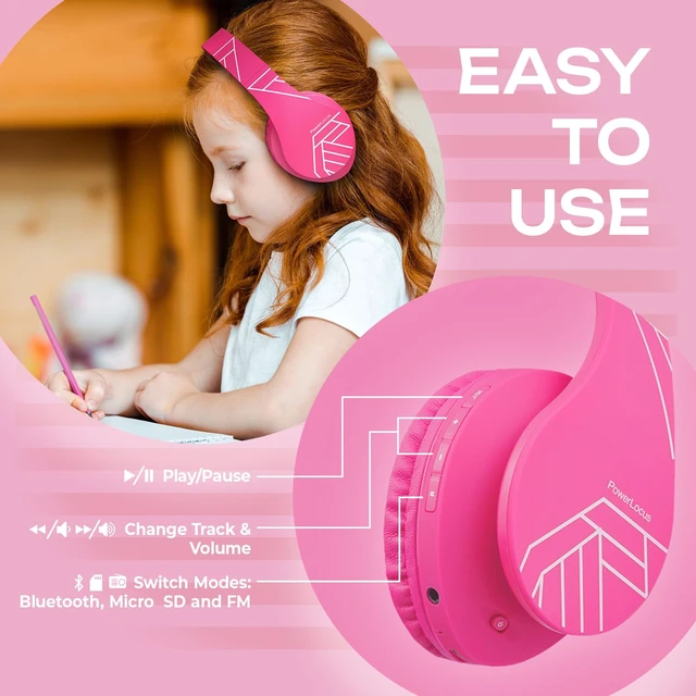 Alt view image 4 of 6 - Kids Headphones Over-Ear, Bluetooth Wireless Headphones for Kids,with Microphone, Safe 85DB Volume Limited, Foldable with Carry Case, Audio Cable, Micro SD mode for Online Classes,PC,Phones