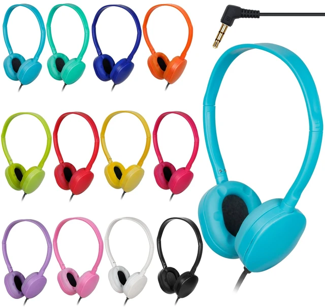 Main image of Headphones Bulk 12 Pack for Classroom School,Wholesale Earphones Class Set for Students Teens Adult,Group Learning, Computer Lab, Library, Online Lesson Testing Multi Color (12 Colors)