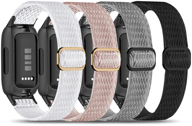 Main image of 4 Pack Elastic Nylon Compatible with Fitbit Inspire 3 Band/Fitbit Inspire 2 Band, Adjustable Soft Stretchy Sport Strap Replacement Wristband for Inspire 3/2 Women Men
