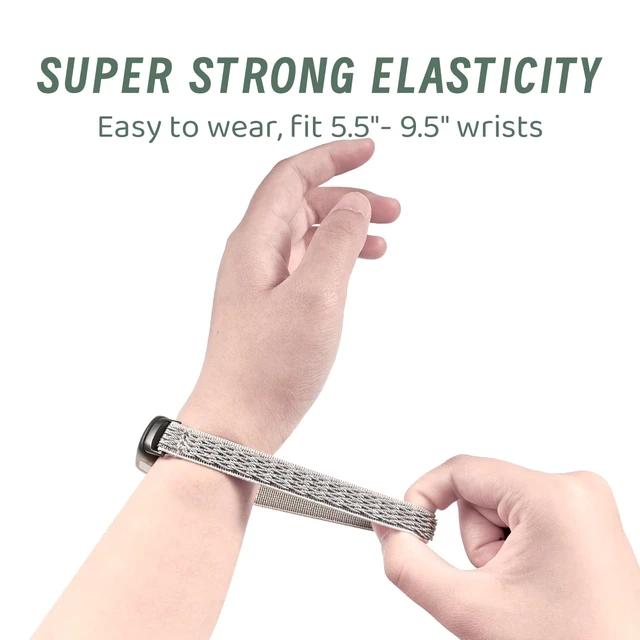 Alt view image 5 of 7 - 4 Pack Elastic Nylon Compatible with Fitbit Inspire 3 Band/Fitbit Inspire 2 Band, Adjustable Soft Stretchy Sport Strap Replacement Wristband for Inspire 3/2 Women Men
