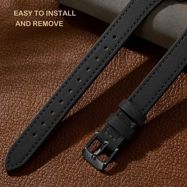 Alt view image 3 of 6 - Slim Leather Band,Black,For Fitbit Inspire 2/1 Compatible with Fitbit Inspire 3,Women,Top Grain Genuine Leather,Strap,Thin,Wristband,for Fitbit Inspire 2 1