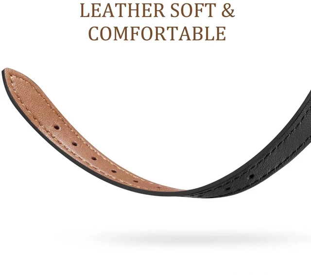 Alt view image 4 of 6 - Slim Leather Band,Black/Rose Gold,For Fitbit Inspire 2/1 Compatible with Fitbit Inspire 3,Women,Top Grain Genuine Leather,Strap,Thin,Wristband,for Fitbit Inspire 2 1