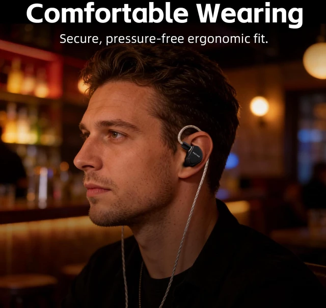 Alt view image 7 of 7 - Klean Hi-Fi in Ear Monitor, Wired Gaming Earbuds, 10mm DLC Diaphragm Dynamic Driver, Wired Earphones, Interchangeable Tuning Nozzles, HiFi IEM for Audiophile, Musician & Gaming(Black, 3.5mm)