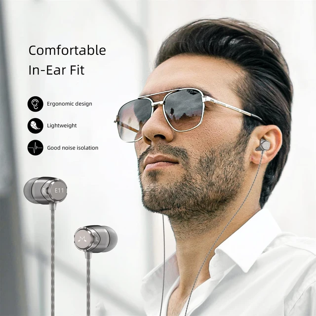 Alt view image 6 of 7 - E11 Wired Earbuds, No Mic, Hi-Fi Stereo, 3.5mm Jack, Gunmetal Balanced accurate sound, rich bass, full aluminium housing, silver-plated cable, comfortable fit