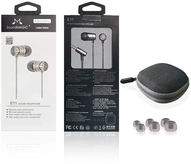 Alt view image 7 of 7 - E11 Wired Earbuds, No Mic, Hi-Fi Stereo, 3.5mm Jack, Gunmetal Balanced accurate sound, rich bass, full aluminium housing, silver-plated cable, comfortable fit