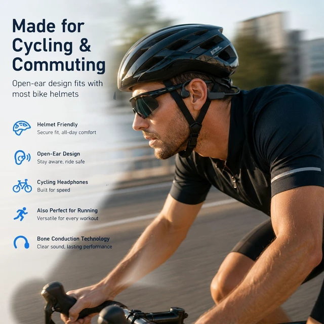 Alt view image 5 of 7 - Bone Conduction Headphones, OpenEar Bluetooth Wireless Sports Earphones IPX5 Waterproof Openear design lets you hear surroundings, lightweight secure fit for running, gym and daily commute