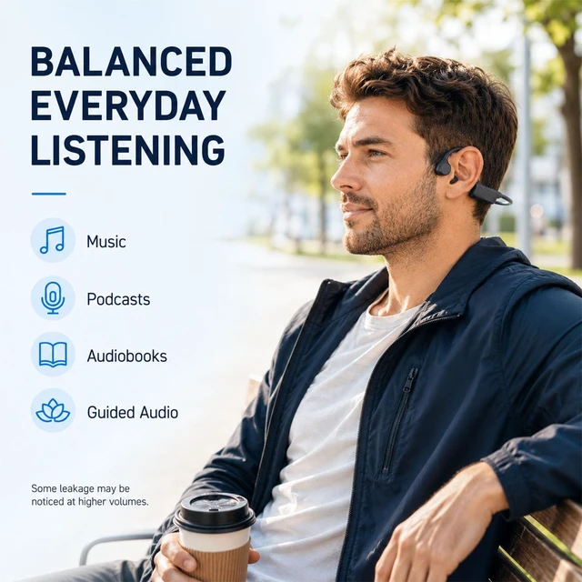 Alt view image 7 of 7 - Bone Conduction Headphones, OpenEar Bluetooth Wireless Sports Earphones IPX5 Waterproof Openear design lets you hear surroundings, lightweight secure fit for running, gym and daily commute