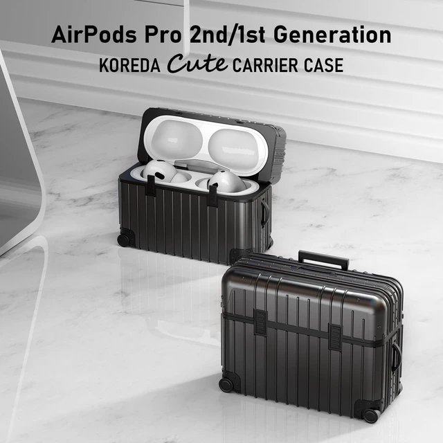 Alt view image 2 of 7 - Compatible with AirPods Pro 2nd/1st Generation Case Cover, Cute Funny Suitcase Design Case for Airpods Pro 2nd/1st Gen, Fashion Protective Hard Case for Women Men with Keychain (Black)