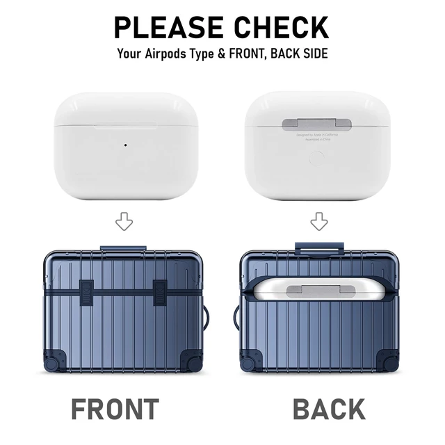 Alt view image 5 of 7 - Compatible with AirPods Pro 2nd/1st Generation Case Cover, Cute Funny Suitcase Design Case for Airpods Pro 2nd/1st Gen, Fashion Protective Hard Case for Women Men with Keychain (Blue)