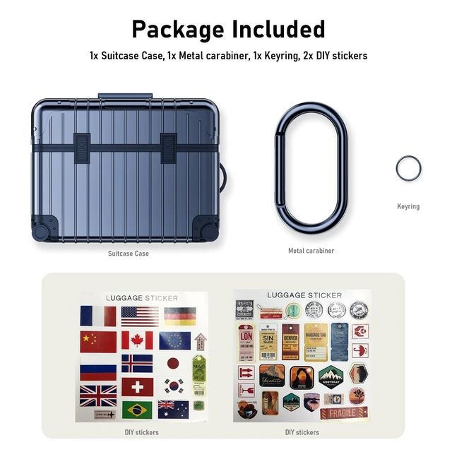 Alt view image 6 of 7 - Compatible with AirPods Pro 2nd/1st Generation Case Cover, Cute Funny Suitcase Design Case for Airpods Pro 2nd/1st Gen, Fashion Protective Hard Case for Women Men with Keychain (Blue)