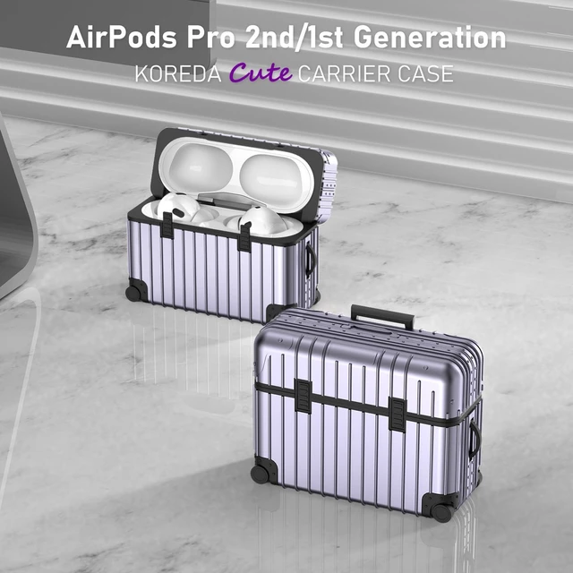 Alt view image 2 of 7 - for AirPods Pro 2nd/1st Generation Case, Cute Funny Suitcase Design Case for Airpods Pro 2, Fashion Protective Hard Cover for Women Men with Keychain (Purple)