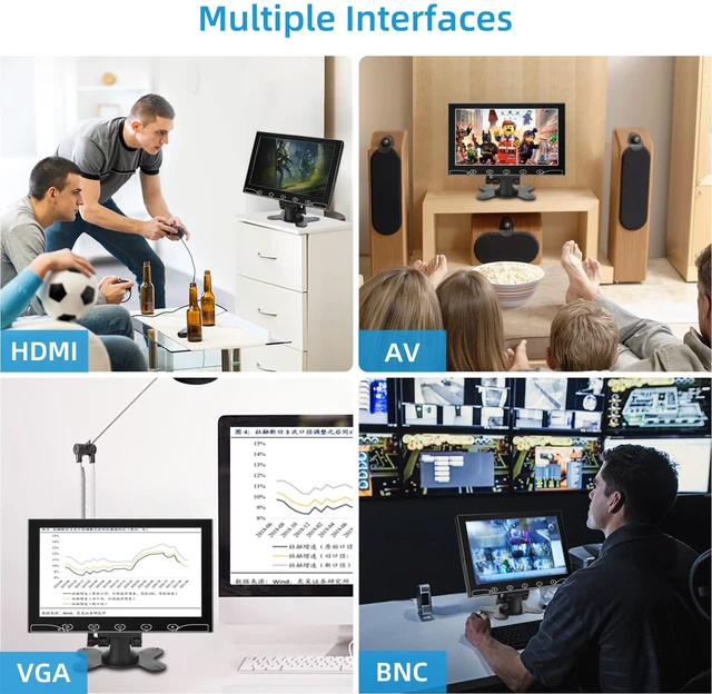 Alt view image 5 of 6 - 10.1 Inch Small Monitor, Raspberry Pi Screen Built-in Speakers, Mini Display 1024 x 600, 60 Hz, 5ms, IPS Screen Display w/Remote Control, HDMI VGA AV BNC Input, Computer Monitor