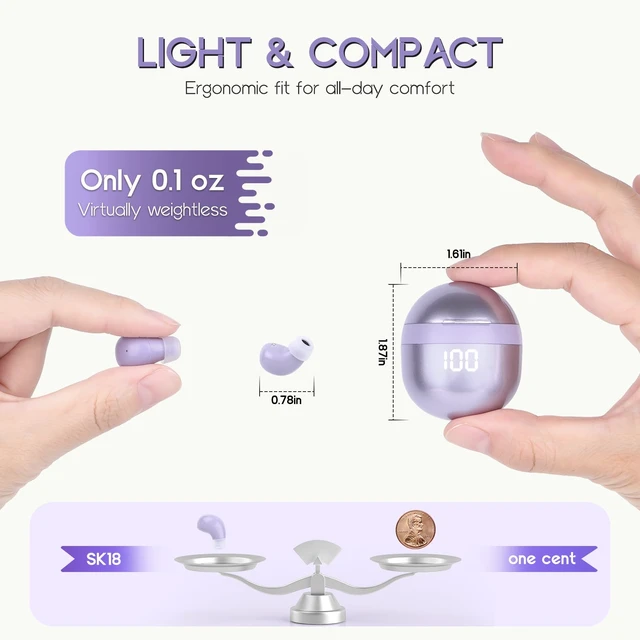 Alt view image 2 of 6 - Invisible Mini Wireless Bluetooth Earbuds Tiny IPX5 Waterproof Sleep Stereo Wireless Bluetooth Earbuds Ultra Small Invisible Mini In-Ear, Fit All Ears Stereo Sound for Comfort Sleep & Daily Use