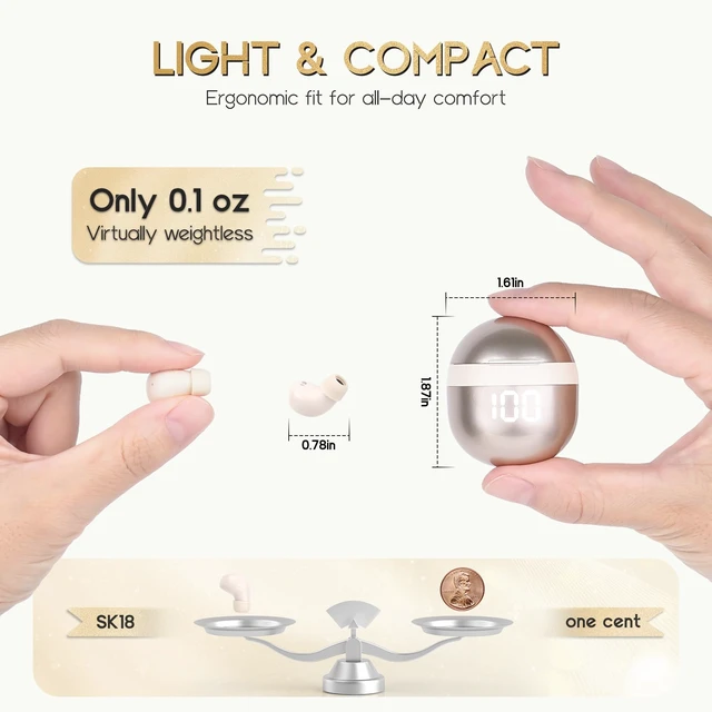 Alt view image 2 of 6 - Invisible Mini Wireless Bluetooth Earbuds Tiny IPX5 Waterproof Sleep Stereo Wireless Bluetooth Earbuds Ultra Small Invisible Mini In-Ear, Fit All Ears Stereo Sound for Comfort Sleep & Daily Use